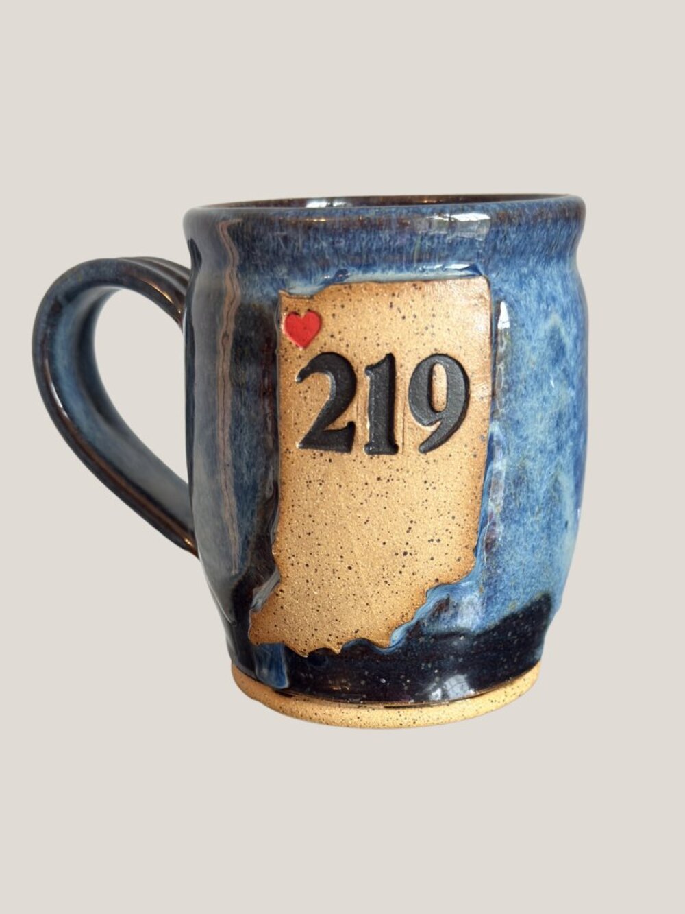 Collectible Coffee Creek Ceramics Indiana 219 Area Code Blue Glaze Handmade Pott